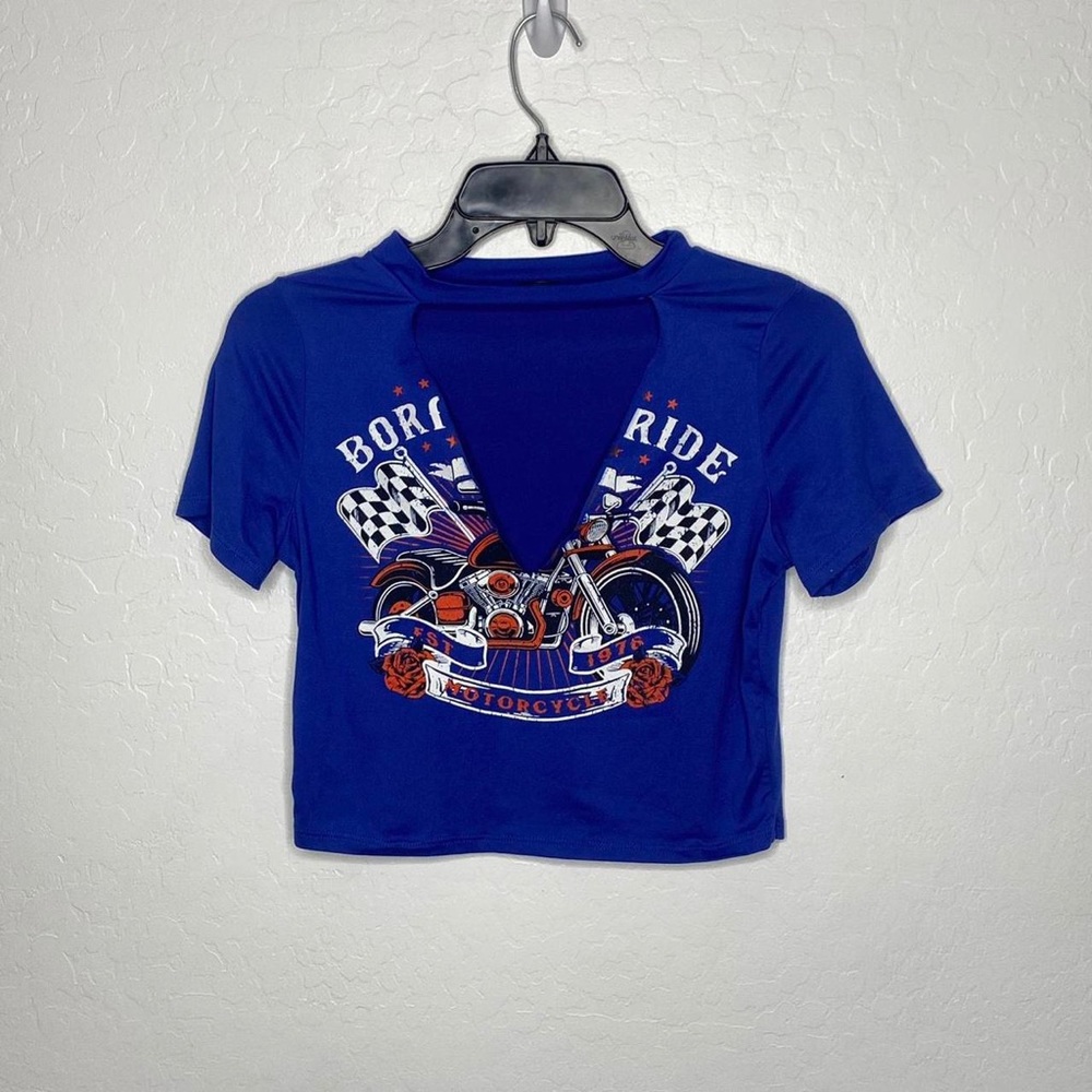 G mini blue crop top motorcycle